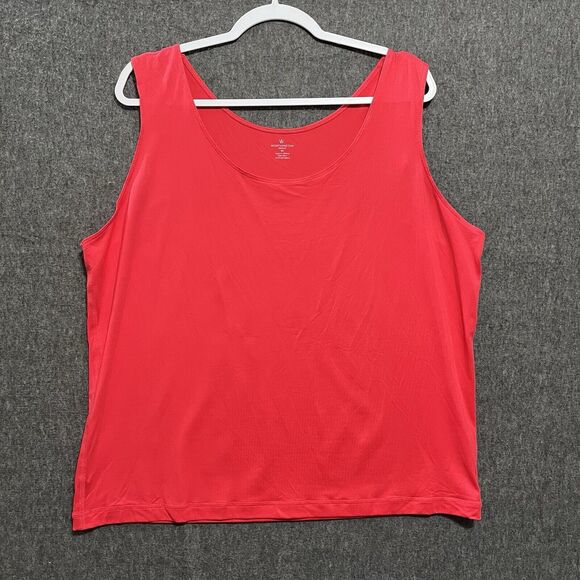 Worthington Woman Sleeveless Tank Top Plus Size 3X Pinkish Red, Nylon, Spandex - Picture 1 of 6